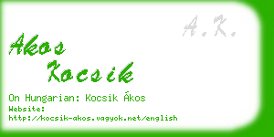 akos kocsik business card